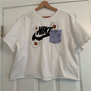Nike White T-Shirt with Daisy Print
